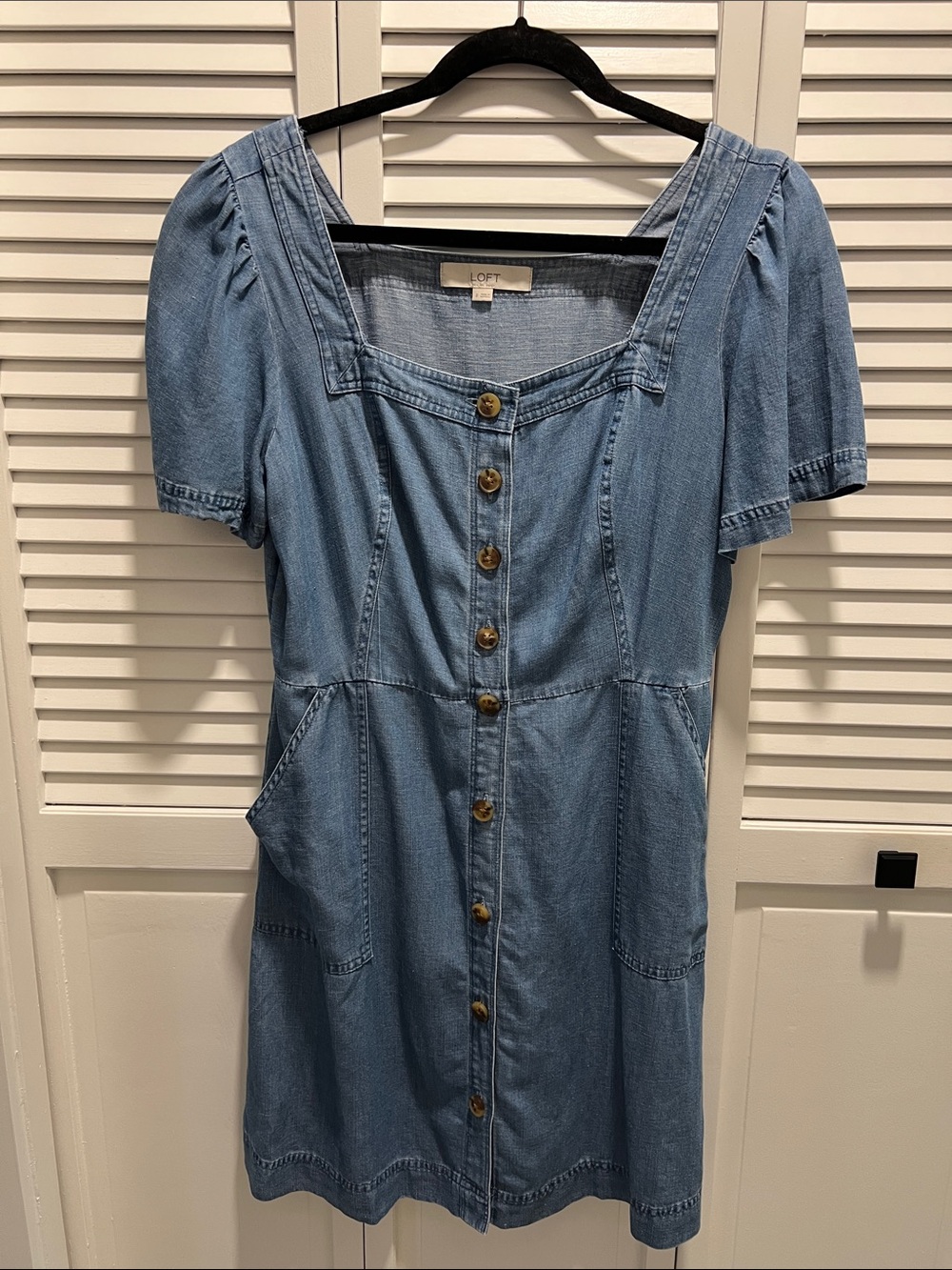 LOFT Light Blue Denim Button-Down  Dress